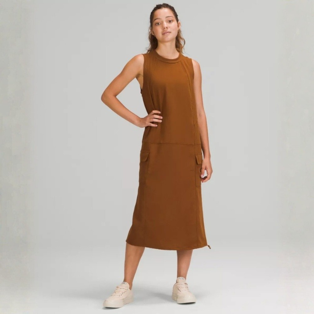 Lululemon Pocketed Drop-Waist Midi Dress Copper Brown Size 8 Sleeveless